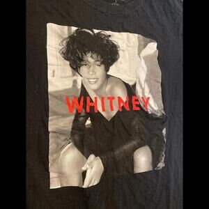 Whitney Houston Shirt Adults Size L Black Short Sleeve Crew Neck Casual Unisex